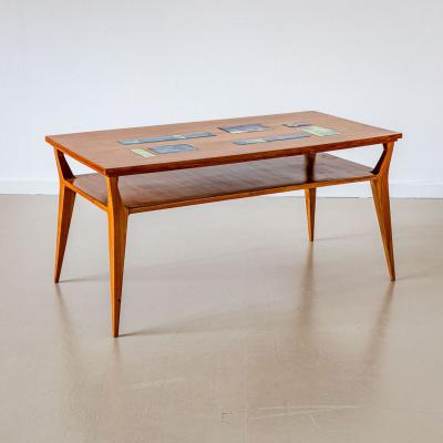 Coffee Table with Ceramic Inlays Italy Mid 20th Century