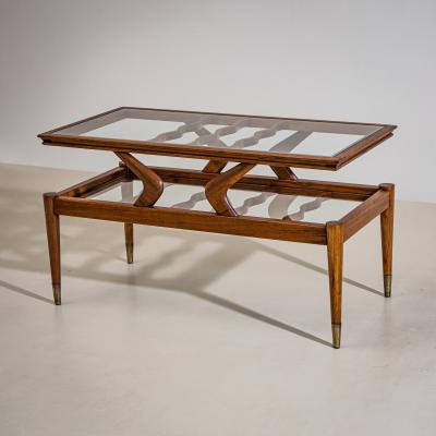 Coffee Table with Two Glass Tiers Italy 1950s