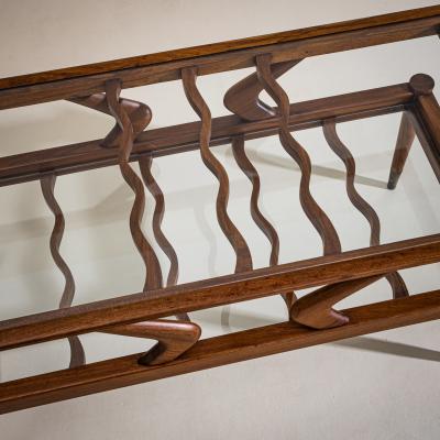 Coffee Table with Two Glass Tiers Italy 1950s