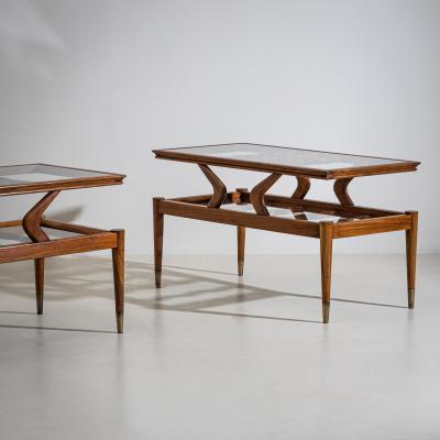 Coffee Table with Two Glass Tiers Italy 1950s