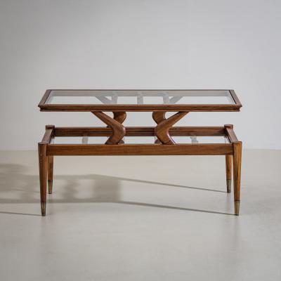 Coffee Table with Two Glass Tiers Italy 1950s