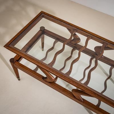 Coffee Table with Two Glass Tiers Italy 1950s