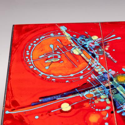 Coffee Table with red tiles signed Elli Bianchetti Italy Mid 20th century