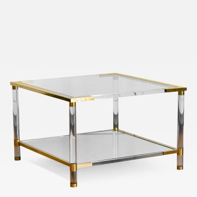 Coffee table in glass mirrored glass methacrylate and brass 
