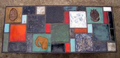 Coffee table with Africanist decor France 1950
