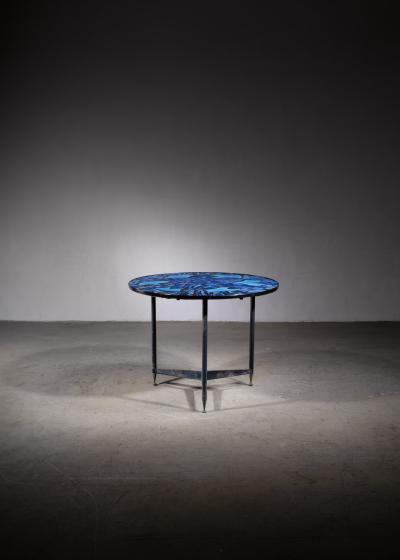 Coffee table with ceramic and enamel mosaic top Italy