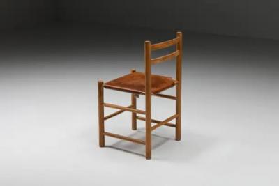 Cognac Mid Century Dining Chairs France 1950s