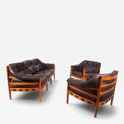 Coja Culemborg Coja Living Room Set by Sven Ellekaer 3 Seater Sofa and 2 Lounge Chairs 1960