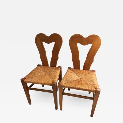 Colette Gueden Colette Gueden Attributed charming riviera style pair of heart shaped chairs