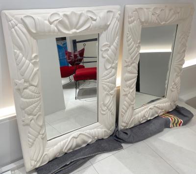 Colette Gueden Colette Gueden Riviera style awesome pair of shell ornate mirrors