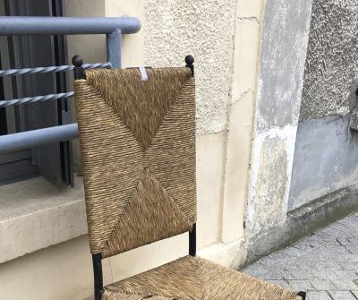 Colette Gueden Colette Gueden for Primavera rarest set of 8 dinning chairs in genuine condition