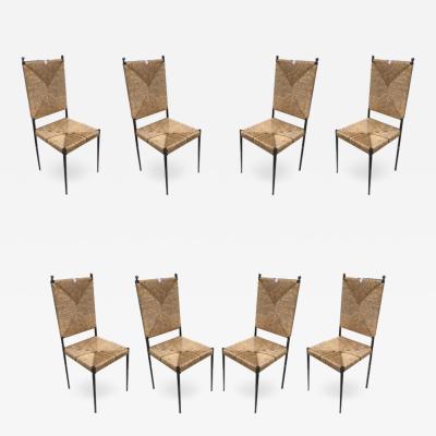 Colette Gueden Colette Gueden for Primavera rarest set of 8 dinning chairs in genuine condition