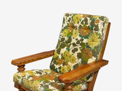 Collden Brutalist Lounge Chairs Pine Fabric Sweden 1970s