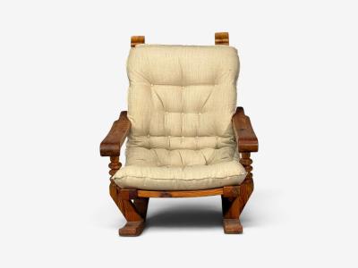 Collden Swedish Modern Large Rocking Chair Pine Fabric Sweden 1970s