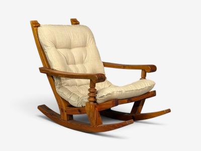 Collden Swedish Modern Large Rocking Chair Pine Fabric Sweden 1970s