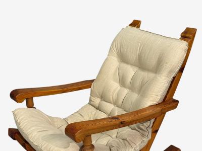 Collden Swedish Modern Large Rocking Chair Pine Fabric Sweden 1970s