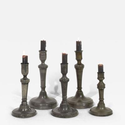 Collection of 18th 19th Century French Pewter Candleholders