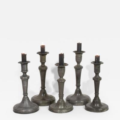 Collection of 18th 19th Century French Pewter Candleholders