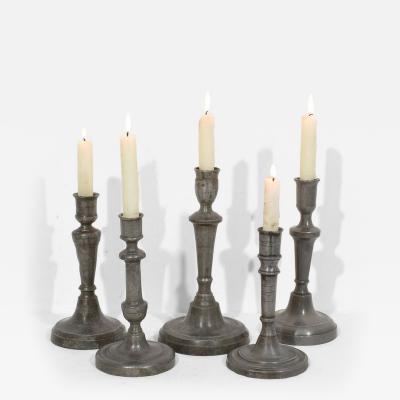 Collection of 18th 19th Century French Pewter Candleholders