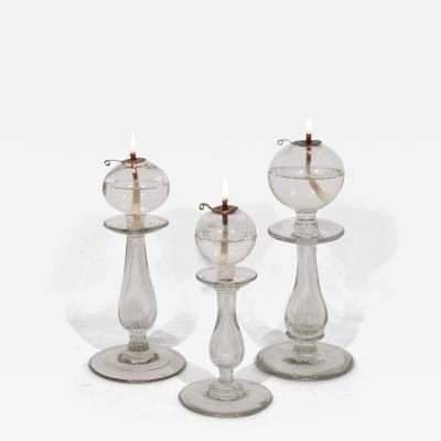 Collection of 19th Century French Glass Weaver Oil Lamps