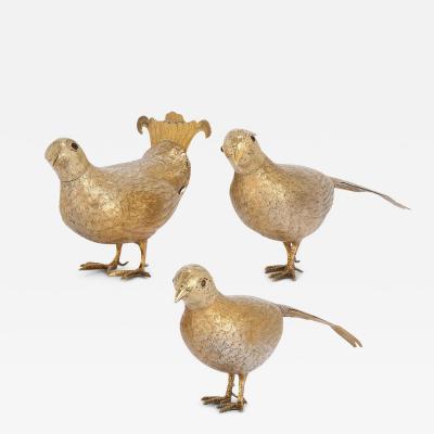 Collection of 19th century bird shaped silver gilt rosewater sprinkles