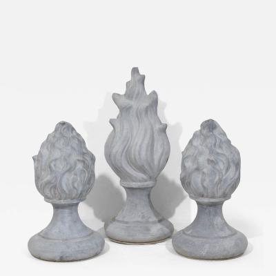 Collection of 3 19th Century French Zinc Flame Roof Finials