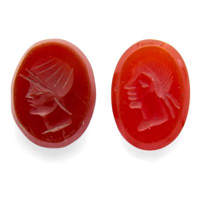 Collection of Carnelian Intaglios Depicting Classical Portraits