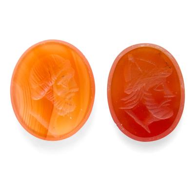 Collection of Carnelian Intaglios Depicting Classical Portraits