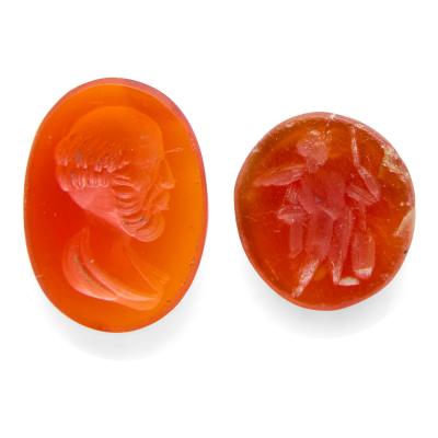 Collection of Carnelian Intaglios Depicting Classical Portraits