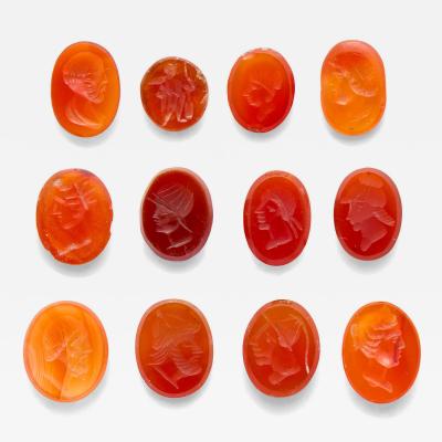 Collection of Carnelian Intaglios Depicting Classical Portraits