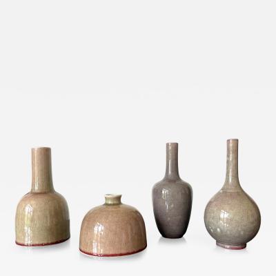 Collection of Four Chinese Ceramic Vases with Peachbloom Glaze