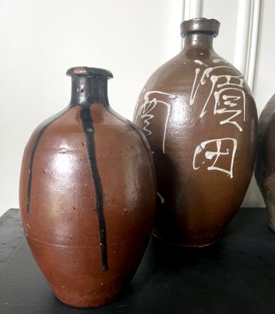 Collection of Four Japanese Tamba Sake Bottles