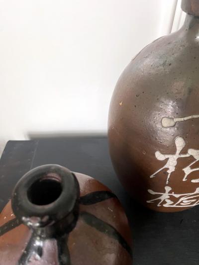 Collection of Four Japanese Tamba Sake Bottles