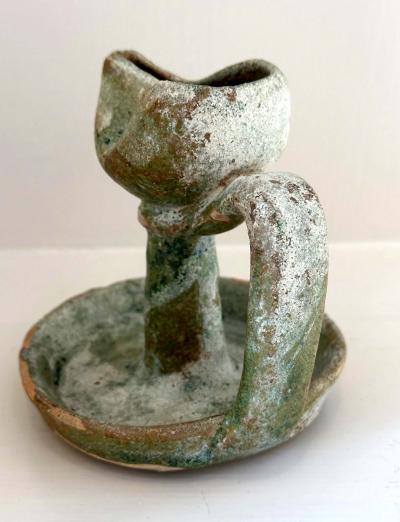 Collection of Four Middle Eastern Glazed Ceramic Oil Lamps