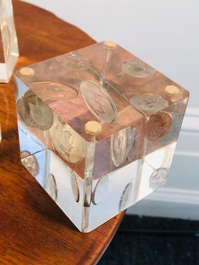Collection of Midcentury Cube Lucite Sculptures