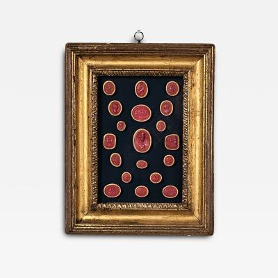 Collection of Red and Gilt Classical Intaglios Italy circa 1800