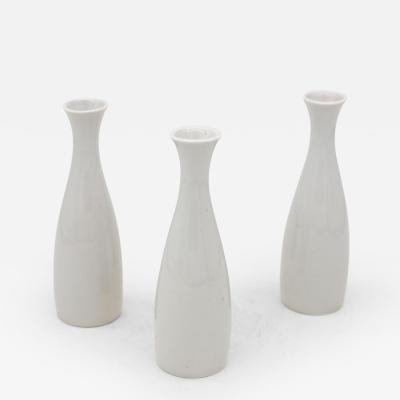 Collection of Three White Single Bud Vases French Early 21st C 