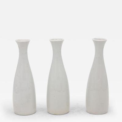 Collection of Three White Single Bud Vases French Early 21st C 