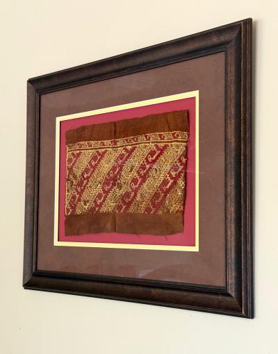 Collection of Two Framed Pre Columbian Textile Panels Chimu Chancay Culture