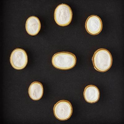 Collection of framed antique Italian plaster intaglios