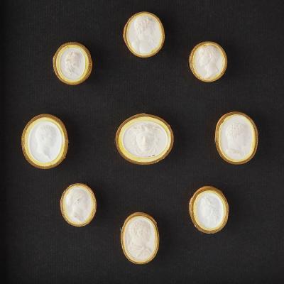 Collection of framed antique Italian plaster intaglios