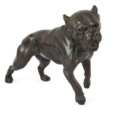 Collection of seven metal dogs of various types