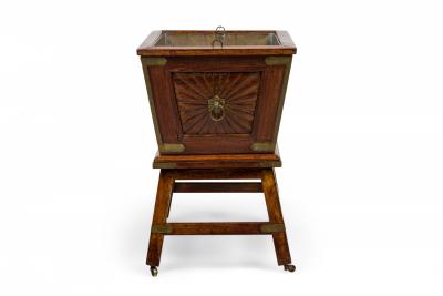 Colonial Anglo Indian Style Wood Brass Bound Wine Cooler on Stand