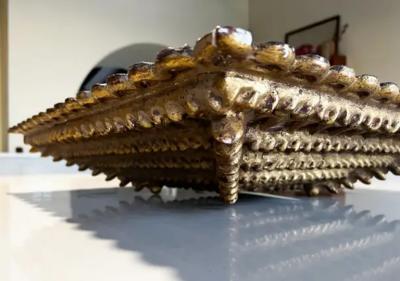 Colonial Baroque Large Square Sunburst Mirror in Hardwood Gold Leaf Peru 1925