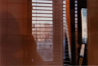 Color Photograph Of A Viewer Looking Through Blinds