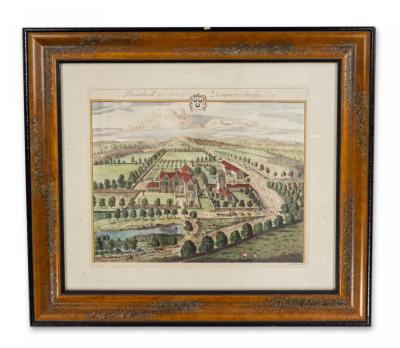 Color Print of an English Estate in a Wooden Frame