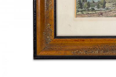 Color Print of an English Estate in a Wooden Frame