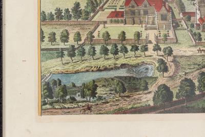 Color Print of an English Estate in a Wooden Frame