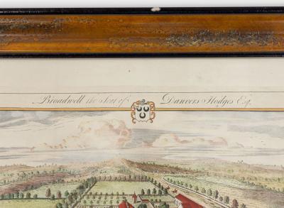 Color Print of an English Estate in a Wooden Frame