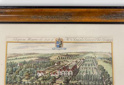 Color Print of an English Estate in a Wooden Frame